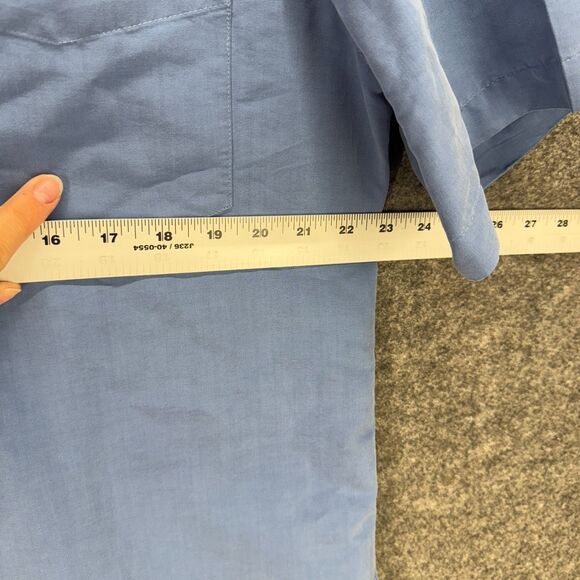 Solitude Shirt Men M Medium Blue Button Up Collared Short Sleeve Pockets Rayon - Picture 5 of 7